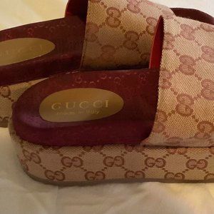 Gucci Women's Original GG Slide Sandal 6.1cm Height Brown Lulux